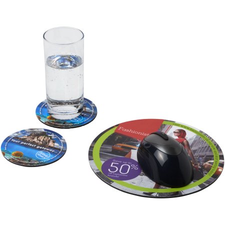 Ensemble de tapis de souris et de dessous de verre Q-Mat® 5
