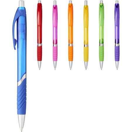 Stylo à bille personnalisé translucide avec grip en caoutchouc Turbo