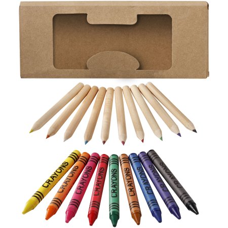 Kit de crayons et crayons gras colorés 19 pièces Lucky