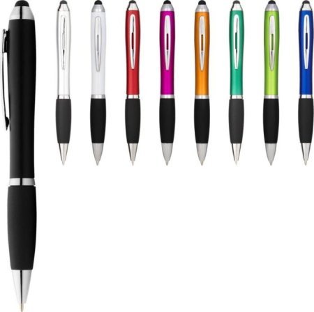 Cadeau stylo personnalisé bille coloré avec grip noir Nash