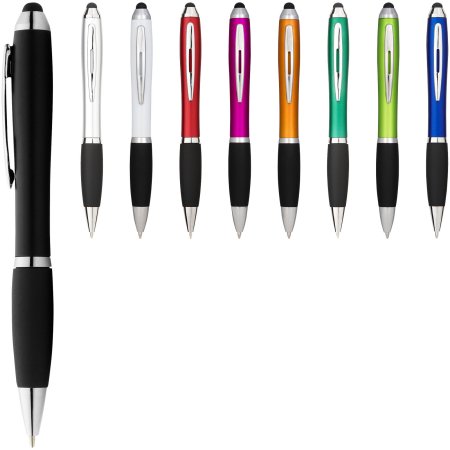 Cadeau stylo personnalisé bille coloré avec grip noir Nash