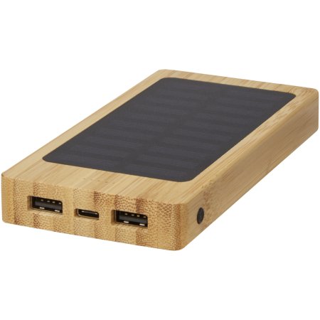 Batterie externe solaire Alata - 8 000 mAh fabriquée en bambou