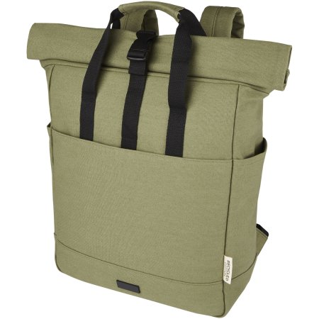 Sac à dos pour ordinateur portable Joey de 15 L en toile recyclée GRS 15 pouces avec dessus enroulable