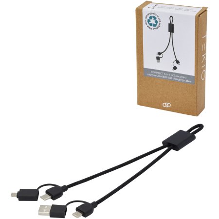 Câble de charge rapide Connect 6-en-1 de 45 W en aluminium recyclé certifié RCS