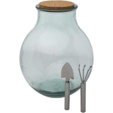 Terrarium Tier en verre recyclé avec set de jardinage