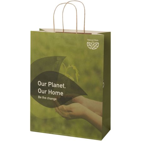 Sac en papier fabriqué à partir de déchets agricoles 150 g/m2 avec poignées torsadées, XXL 