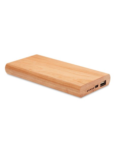 Powerbank en bambou - De 4000 mAh avec voyant lumineux