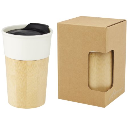 Tasse Pereira de 320 ml en porcelaine avec paroi extérieure en bambou