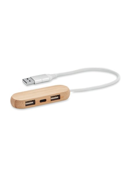 Hub USB 3 ports câble 2 en 1