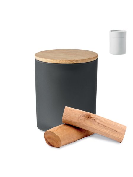 Bougie en cire végétale - En verre dépoli & couvercle en bambou
