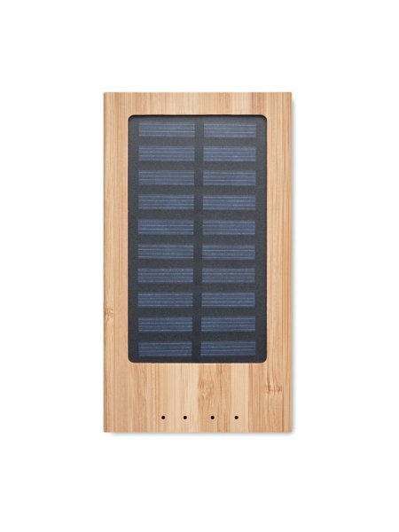 Powerbank solaire - de 4000 mAh, avec revêtement en bambou