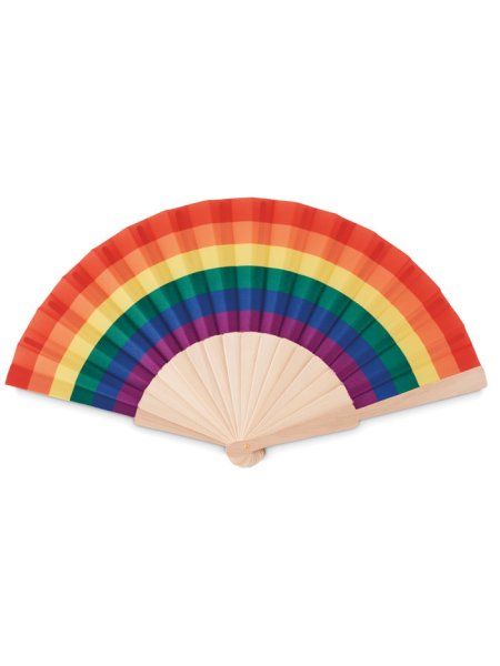 Eventail en bois arc-en-ciel