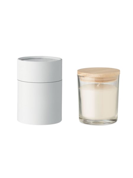 Bougie parfumée vanille - Avec pot en verre et couvercle en bambou