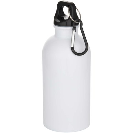 Bouteille d’eau Oregon de 400 ml en acier inoxydable recyclé à simple paroi certifié RCS avec mousqueton (impression par sublimation)