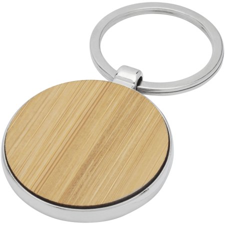 Porte-clés rond Nino en bambou et zinc