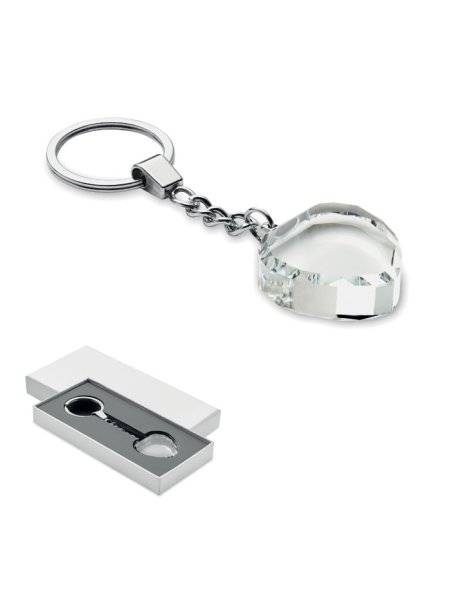 Porte-clés cœur en verre
