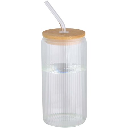 Pot de 500 ml en verre borosilicate Mirage simple paroi avec couvercle en bambou