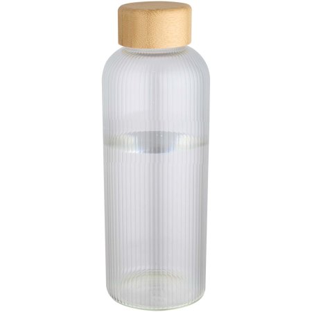 Bouteille en verre borosilicate Mirage simple paroi de 650 ml avec couvercle en bambou