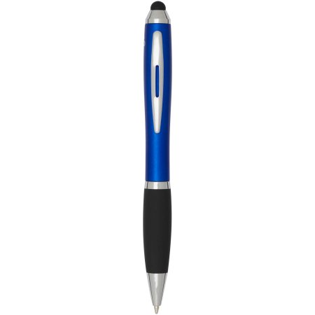 Stylo bille à stylet en plastique recyclé RCS avec corps coloré et grip noir (encre bleue) Nash