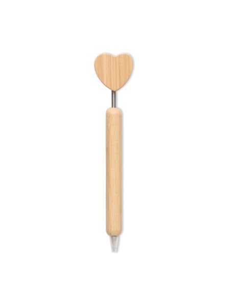 Stylo à bille cœur en bambou