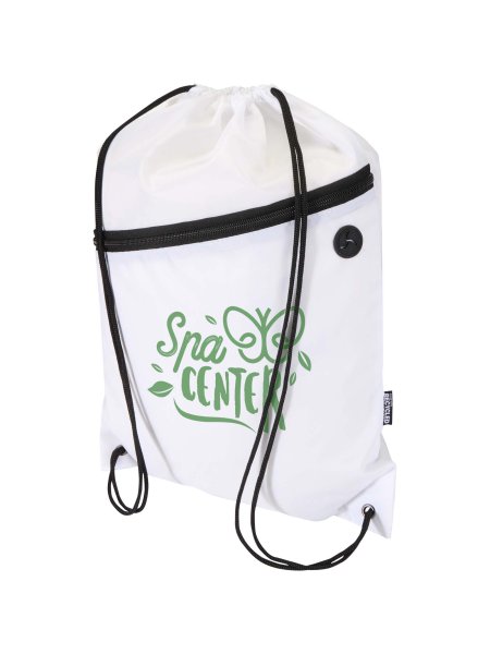 Sac à cordon Oriole en RPET avec poche avant zippée, 5 L