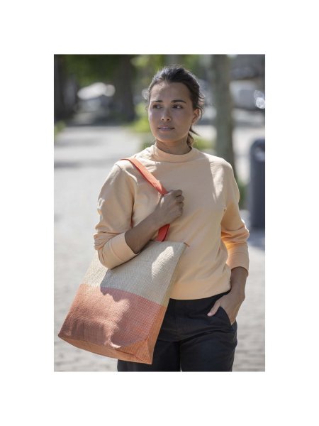 Grand sac fourre-tout en papier paille Rhythm avec fermeture à glissière, 21 L