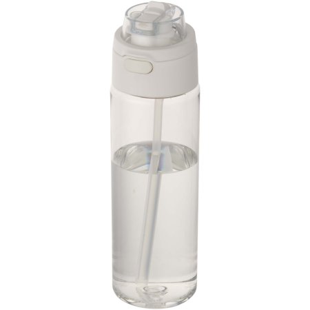 Bouteille d'eau Theron de 700 ml en plastique recyclé RCS, avec bouchon double fonction et paille rabattable