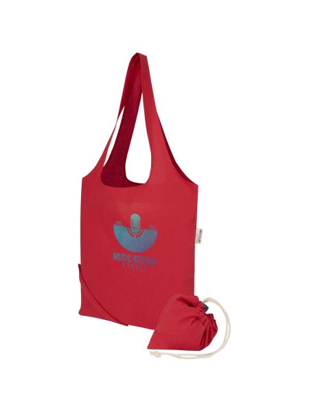 Sac fourre-tout pliable en coton recyclé GRS « Madras Blend » 140 g/m², 7 L